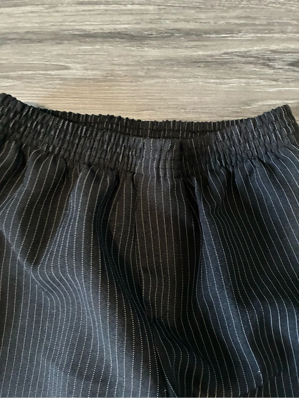 Boys Black Pinstripe Elastic-Waist Trousers